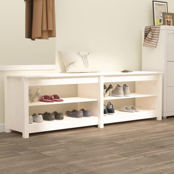 vidaXL Skobenk hvit 160x36,5x50 cm heltre furu