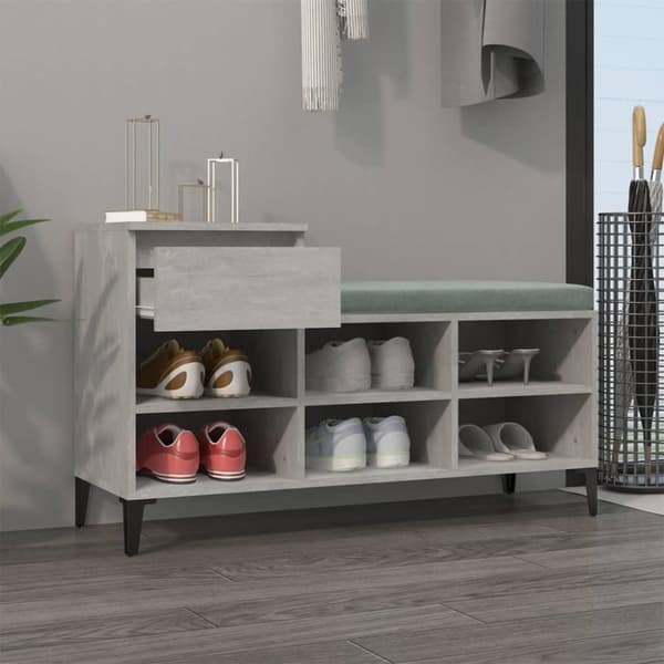 vidaXL Kenkäkaappi betoninharmaa 102x36x60 cm tekninen puu