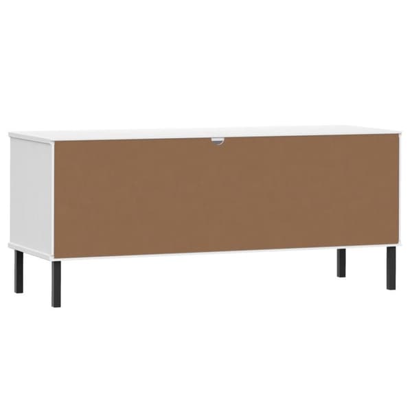 vidaXL Skohylle med metallben hvit 106x35x45 cm heltre OSLO