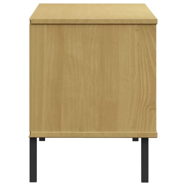 vidaXL Kenkäteline metallijaloilla ruskea 106x35x45 cm täyspuu OSLO