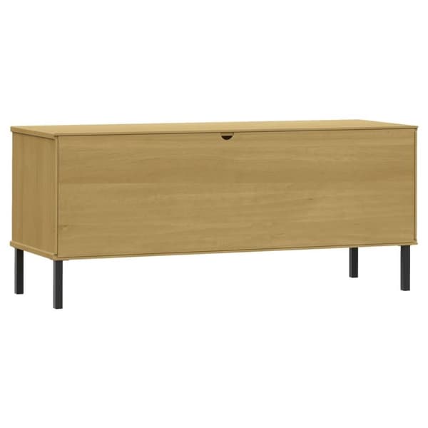 vidaXL Kenkäteline metallijaloilla ruskea 106x35x45 cm täyspuu OSLO