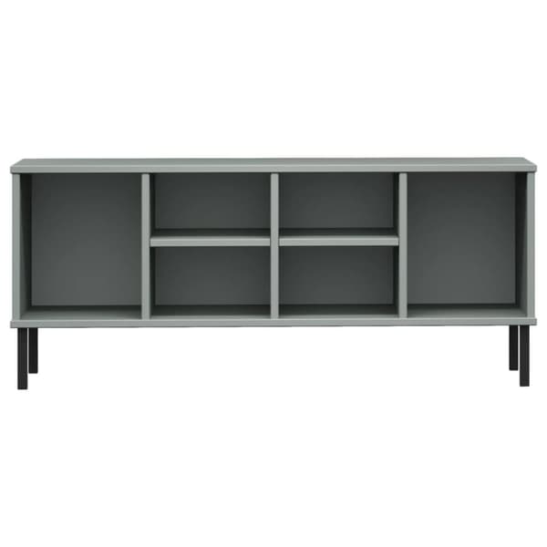 vidaXL skoreol med metalben OSLO 106x35x45 cm massivt træ grå