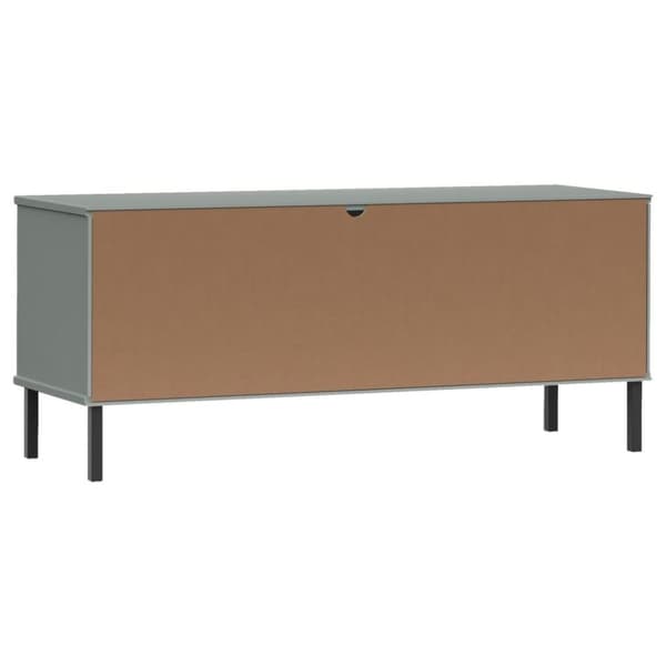 vidaXL skoreol med metalben OSLO 106x35x45 cm massivt træ grå
