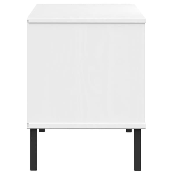 vidaXL skoreol med metalben OSLO 106x35x45 cm massivt træ hvid