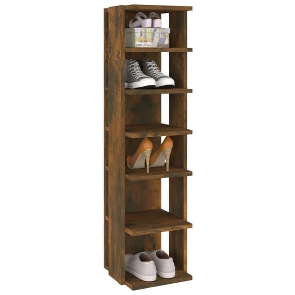 vidaXL Skohylle røkt eik 27,5x27x102 cm konstruert tre