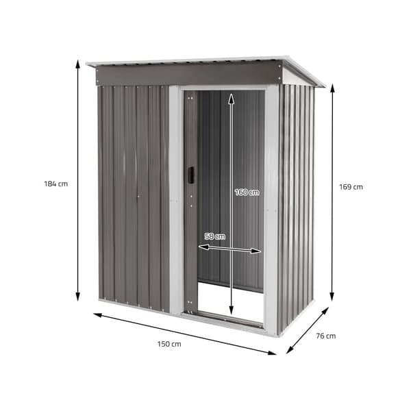 Haveskur 150x184x76 cm lysegråt metal ML-design