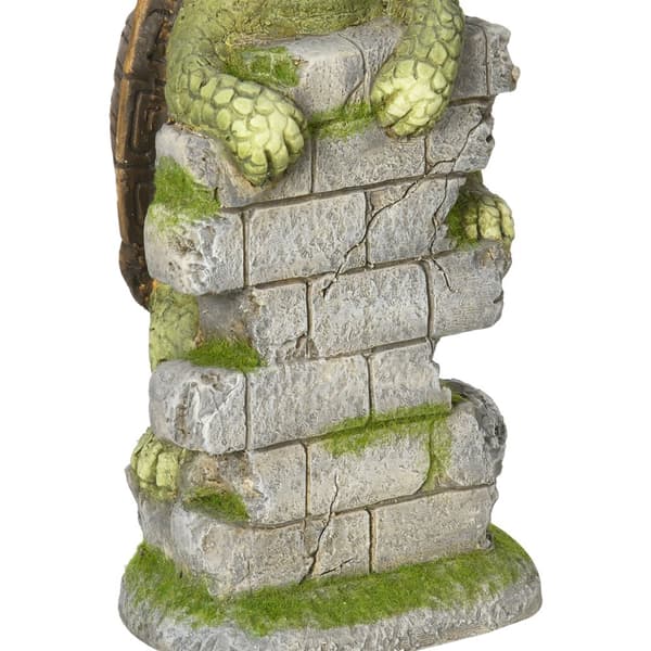 Skulptur av sköldpadda med LED-solljus, 17.5x18.5x36.5 cm, Grön+Brun