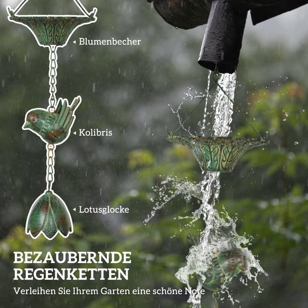 Regnkedjeset, 3er Set, Ø12x123L cm, Grön