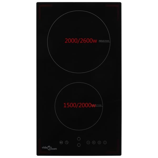vidaXL induktionskogeplade med 2 brændere Touch Control glas 3500 W