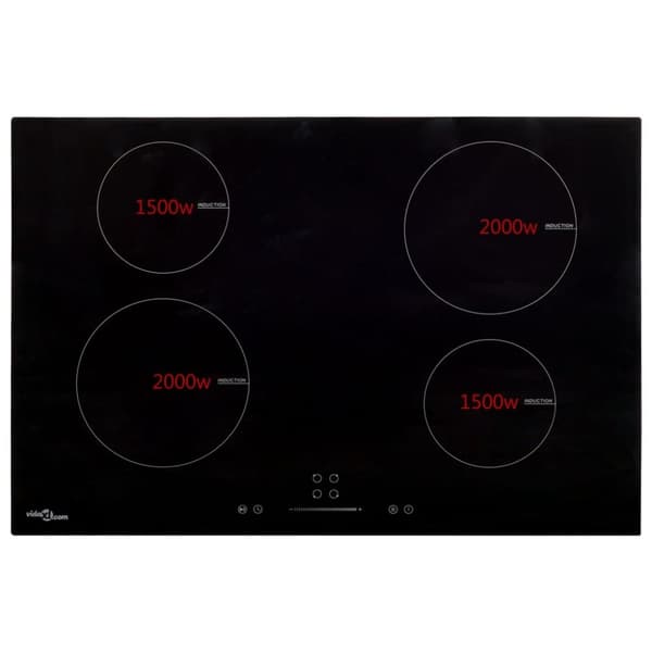 vidaXL Induktionshäll med 4 plattor touchkontroll glas 77 cm 7000 W