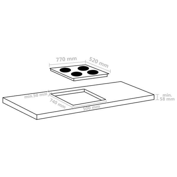 vidaXL Induktionshäll med 4 plattor touchkontroll glas 77 cm 7000 W