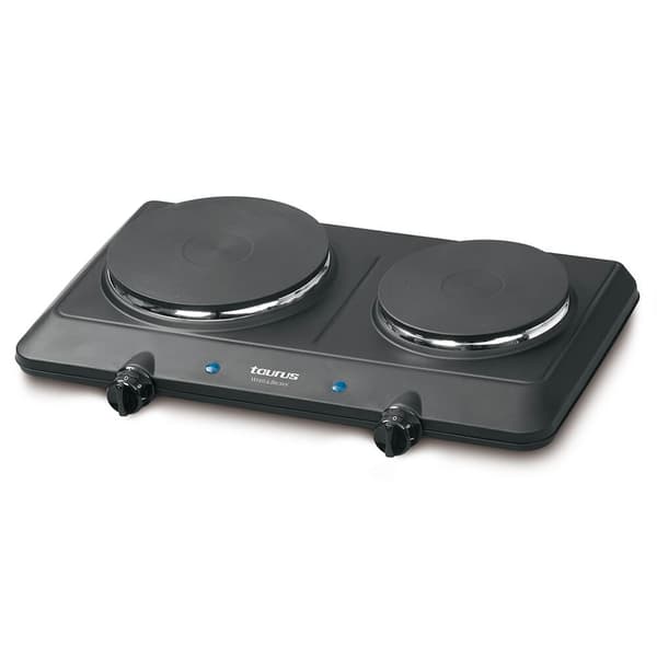 Dobbel kokeplate 2250W Sort, Rustfritt stål