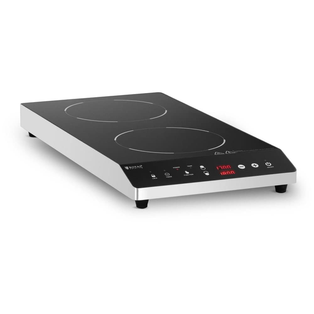 Royal Catering Induktionsplatta - 2 x 22 cm - 60 till 240 °C - Timer