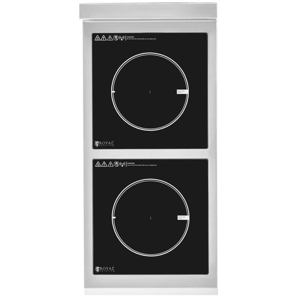 Royal Catering Induktionsplatta med bas - 2 x 20 cm - 10 nivåer - Timer - Royal Catering