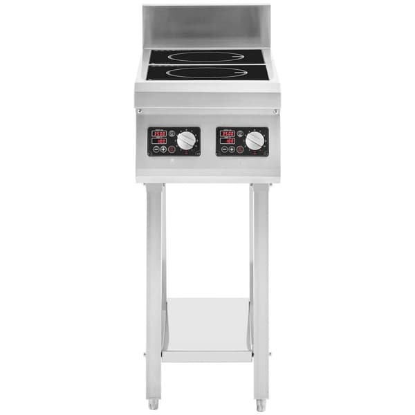 Royal Catering Induktionsplatta med bas - 2 x 20 cm - 10 nivåer - Timer - Royal Catering