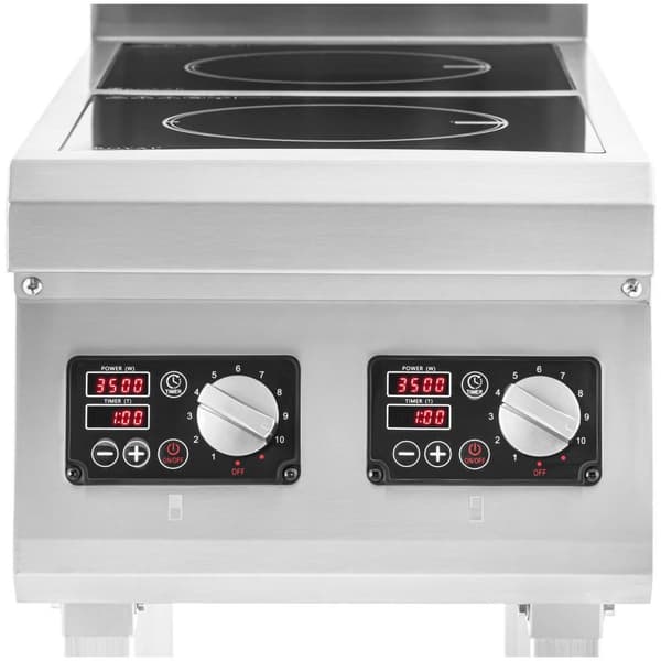 Royal Catering Induktionsplatta med bas - 2 x 20 cm - 10 nivåer - Timer - Royal Catering
