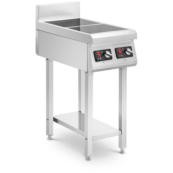 Royal Catering Induktionsplatta med bas - 2 x 20 cm - 10 nivåer - Timer - Royal Catering