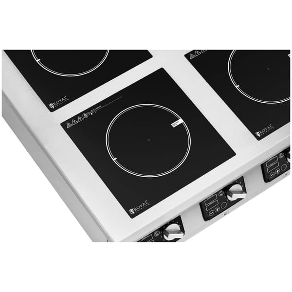 Royal Catering Induktionsplatta - 4 x 20 cm - 10 steg - Timer - 80 x 80 x 26 cm - Royal Catering