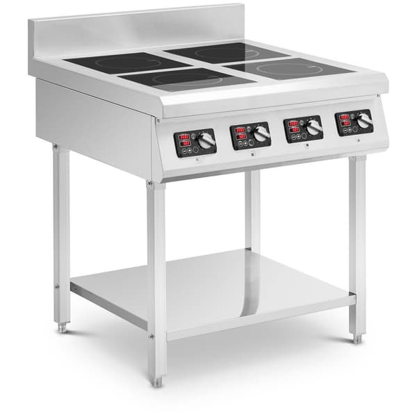 Royal Catering Induktionsplatta med bas - 4 x 20 cm - 10 nivåer - Timer - Royal Catering