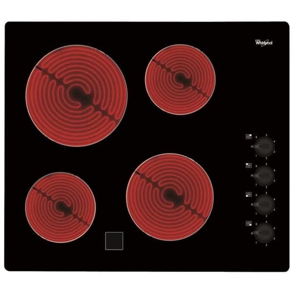 WHIRLPOOL AKM9010NE vitrokeramisk häll - 4 brännare - 6200W - Mekanisk sidokontroll - Svart
