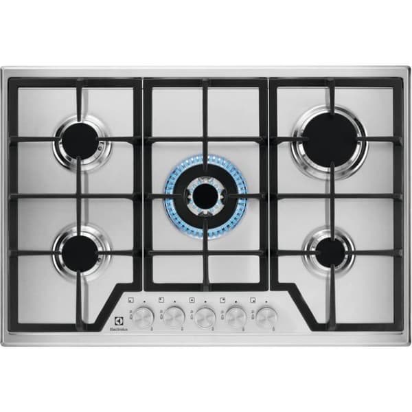 ELECTROLUX KGS7536SX - Inbyggd gashäll - 5 brännare - L 75 x D52cm - Rostfritt stål - Gjutjärn Svart, Rostfritt stål