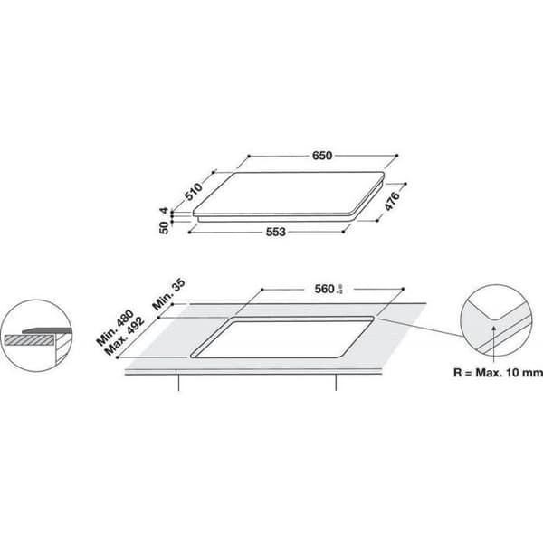 Whirlpool Integrable WLB 4265 BFIXL Induktionsbord - Svart - 4 element - Induktion