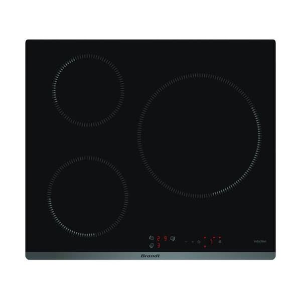 BRANDT induktionshäll - 3 zoner - 7200 B - L 58 x D 51 cm - Glasbeläggning - Svart - BPI6315B