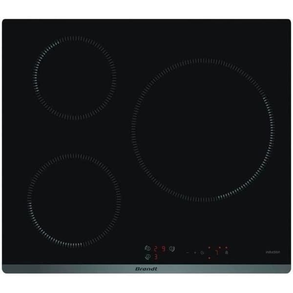 BRANDT induktionshäll - 3 zoner - 7200 B - L 58 x D 51 cm - Glasbeläggning - Svart - BPI6315B Svart