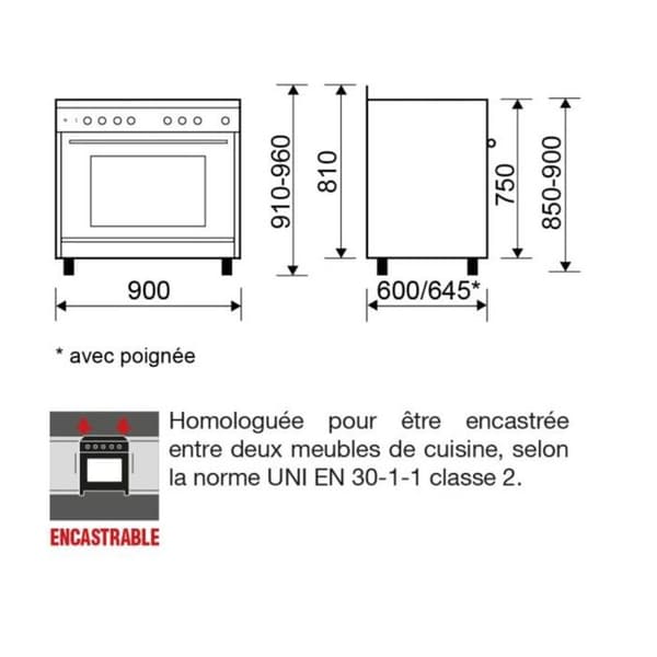 Spis 90 x 60 cm GLEM GE960CVBK2 Svart