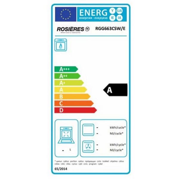 ROSIERES - RGG663CSW/E COOKER PRODIGE 60CM 4G GASUGN CN CATALYSIS WHITE