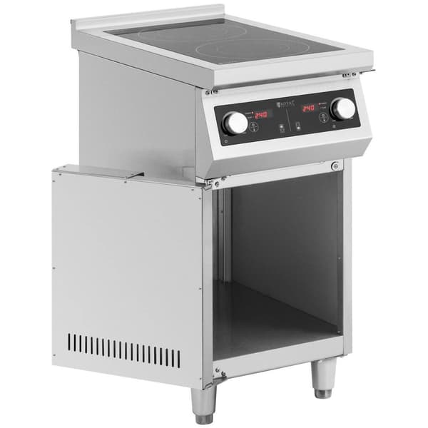 Royal Catering Induktionsspis - 8500 W - 2 kokplattor - 60–240 °C - Förvaringsutrymme - Royal Catering