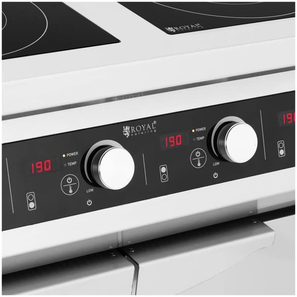 Royal Catering Induktionsspis - 17000 W - 4 kokplattor - 60–240 °C - Förvaringsutrymme - Royal Catering