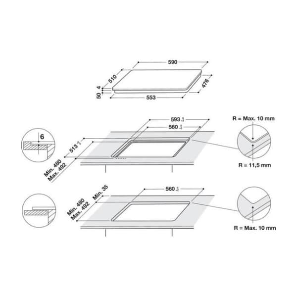 Induktionshäll - INDESIT - IS33Q60NE - 3 brännare - Bredd 60 cm - Boostereffekt 3 kW