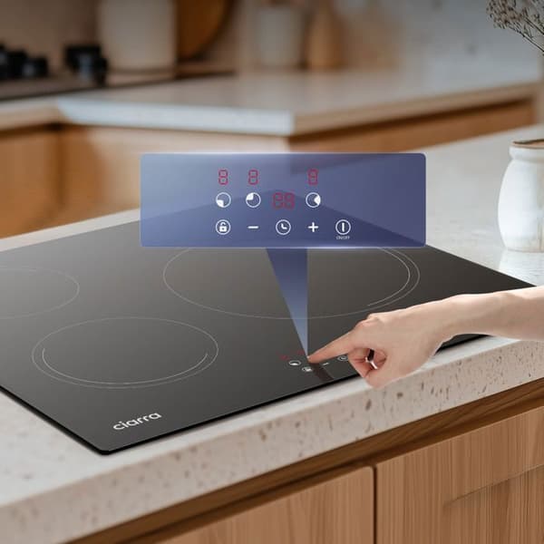 CIARRA 3 Brännare Induktionshäll - 5600W - 99 Min - Sensitive Touch - Timer - Lås - 59cm Häll