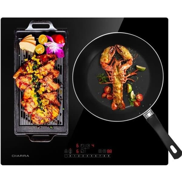 CIARRA Häll 3 brännare 6500W Boosters Zon Modulerbar 9 effektnivåer Induktionshäll 59cm CD3BFBIH