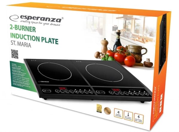 Esperanza EKH008 häll Svart Bänkskiva Zon induktionshäll 2 zon(er)