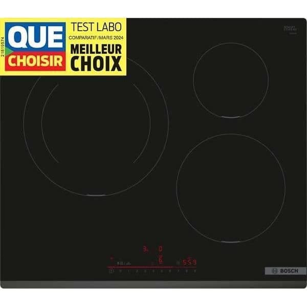 BOSCH induktionshäll - 3 brännare - L59 x D52 cm - PIJ631HB1E Sort