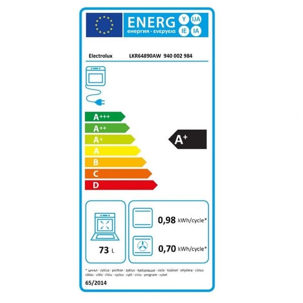 Electrolux 73l vitrokeramisk spis 4 brännare vit - LKR64890AW