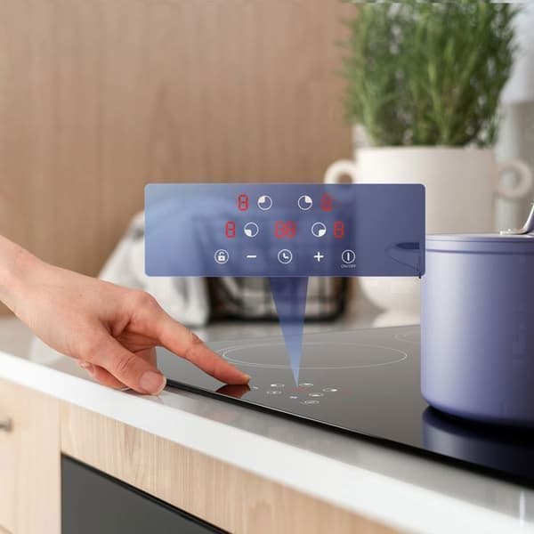 Plattinduktionshäll 4 zoner 6000W 59cm Timer Barnsäkerhet Automatisk avstängning CIARRA CD4BIH-E