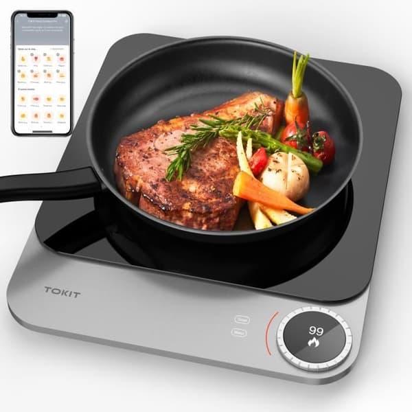TOKIT Ultratunn bärbar induktionshäll, 99 effektnivåer 2100W Xiaomi App Manuell kontroll Anpassningsläge