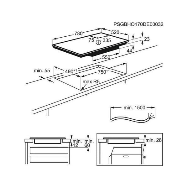 Induktionshäll - Electrolux - LIL83443 - 80 cm - Hob2Hood-teknik - 4 kokzoner