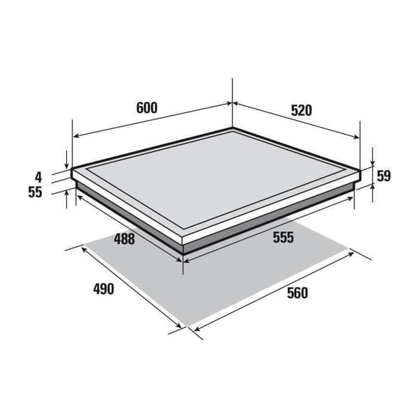 SAUTER Induktionshäll - 4 brännare - L60 x D51cm - SPI4664B - 7200W - Glasbeläggning - Svart