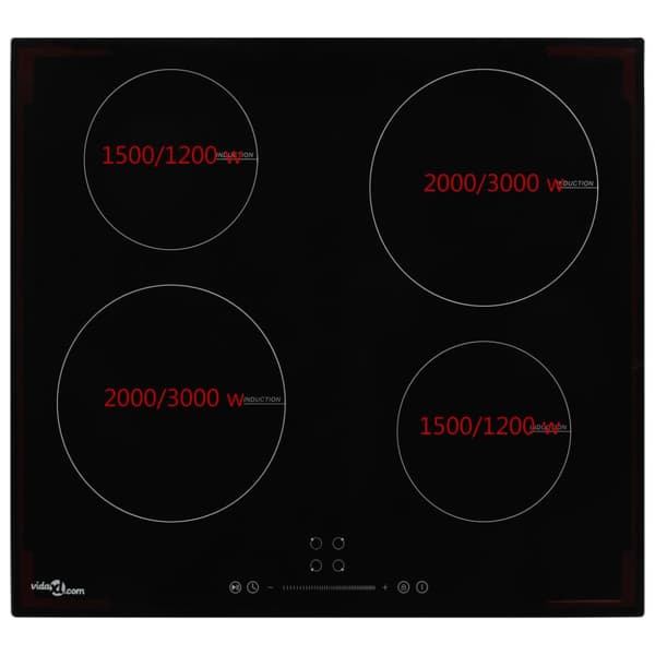 Induktionshäll med 4 plattor touchkontroll glas 7000 W