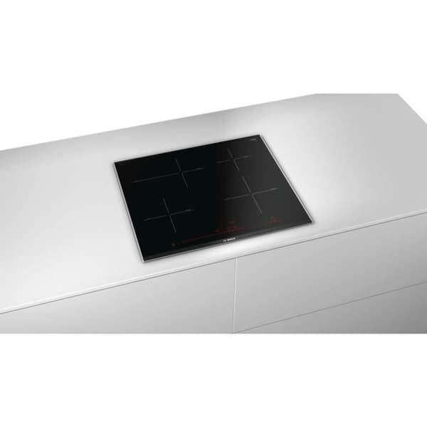 BOSCH Serie 8 keramisk kokplatta PKN675DP1D - 4 brännare - Svart och rostfritt stål