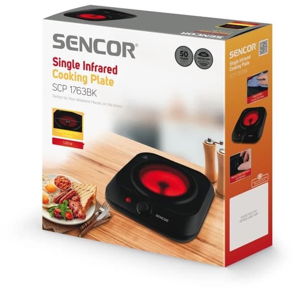 Infraröd kokplatta - SENCOR - SCP 1763BK - 1200 W - 1 brännare - Svart