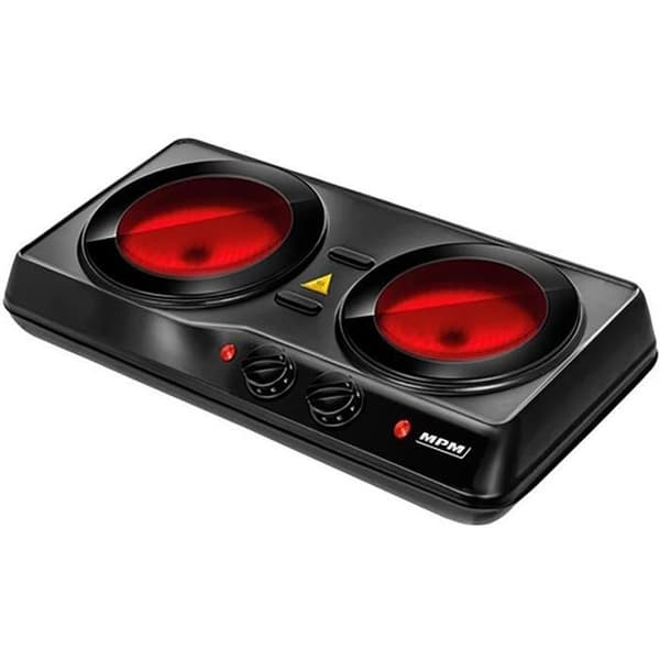 Bärbar keramisk elektrisk spis, 2 brännare 19 - 16,5 cm MPM MKE-21 2000W Svart 21304