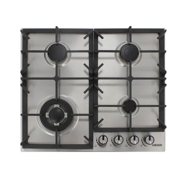 Inbyggd gashäll - 4 brännare, 1 wok, 60 cm HAEGER Rostfritt stål