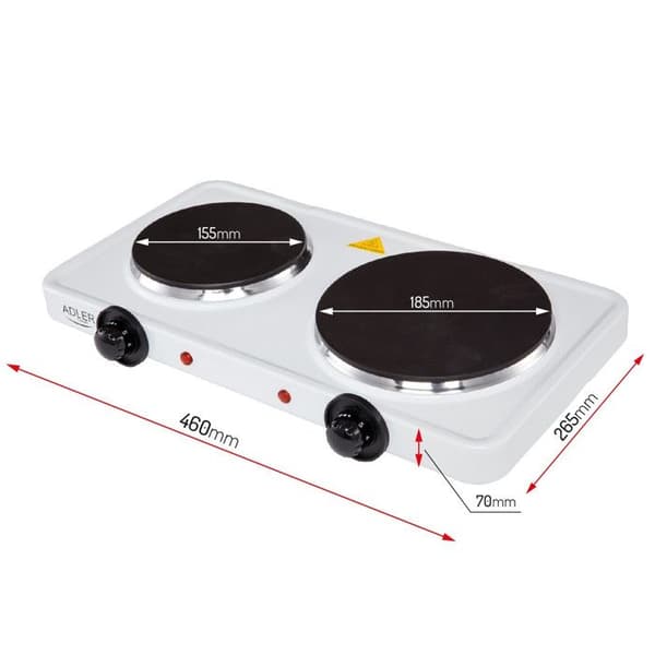 ADLER AD-6504 dubbel elektrisk spis - Kompakt, 154 och 185 mm, 2500W