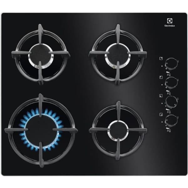 Gasolhäll - Electrolux - EGG6407K - Härdat glas - Integrerad tändare - Gjutjärnsgrillar Svart
