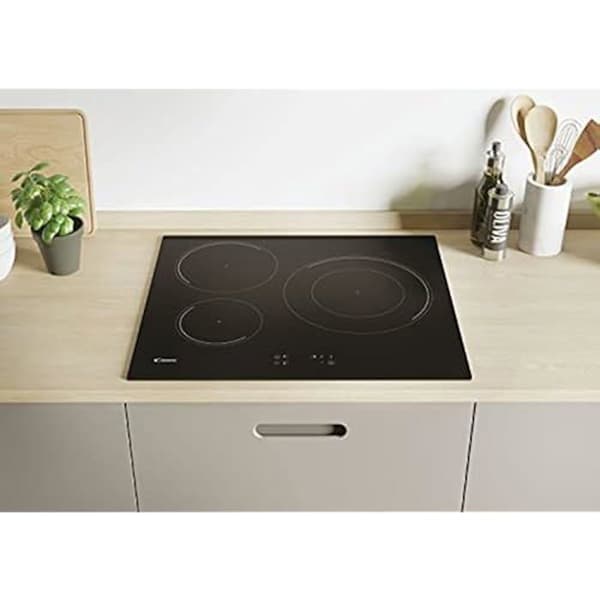 Candy CI633C/E14U Induktionshäll, 3 zoner, 60 cm, 9 effektnivåer och booster, 7,2 kW, centralreglage, indikator